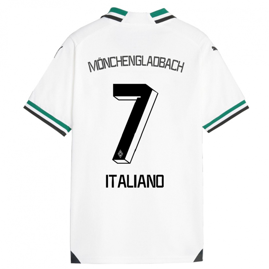 Kids Football Jacob Italiano #7 White Green Home Jersey 2023/24 T-Shirt