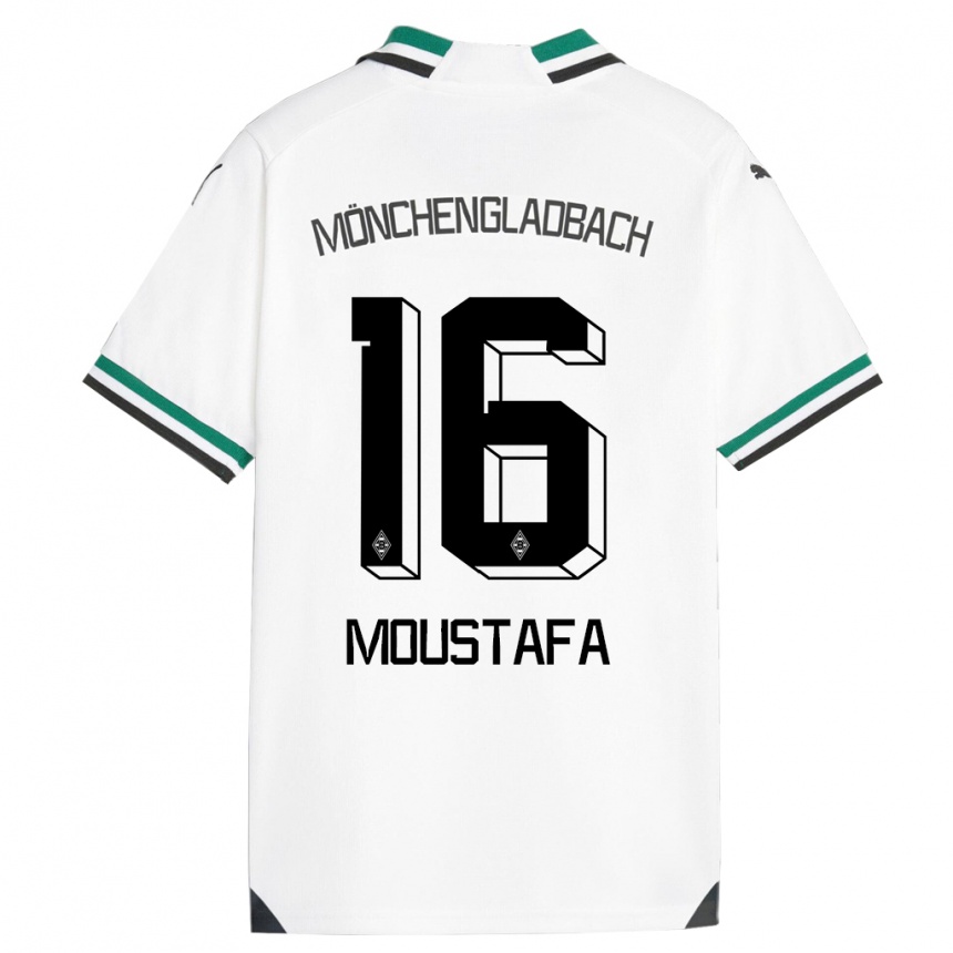 Kids Football Moustafa Ashraf Moustafa #16 White Green Home Jersey 2023/24 T-Shirt