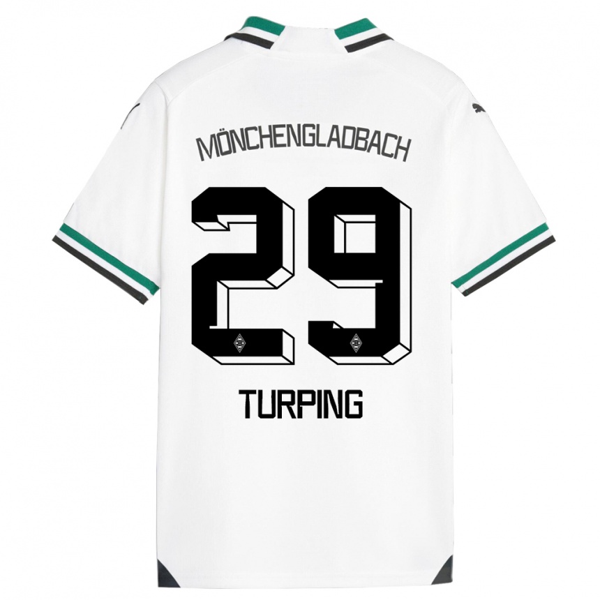 Kids Football Selim Turping #29 White Green Home Jersey 2023/24 T-Shirt