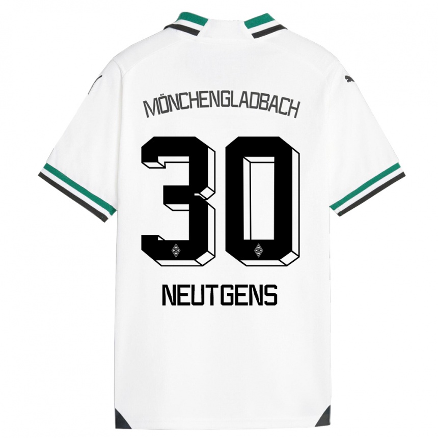 Kids Football Maximilian Neutgens #30 White Green Home Jersey 2023/24 T-Shirt