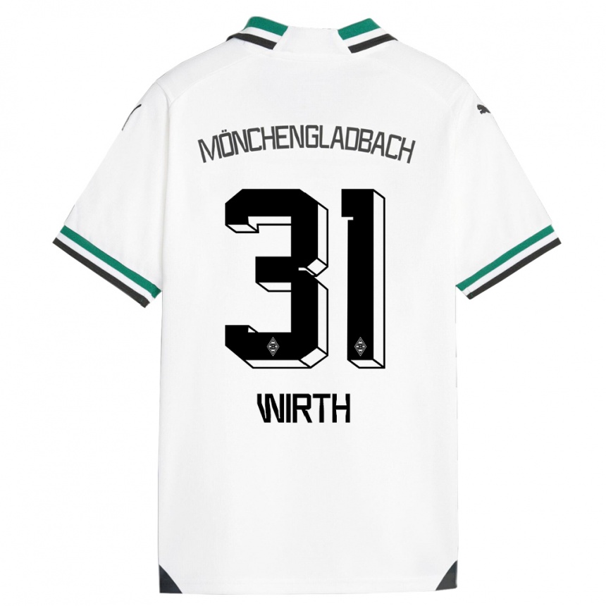 Kids Football Linus Wirth #31 White Green Home Jersey 2023/24 T-Shirt