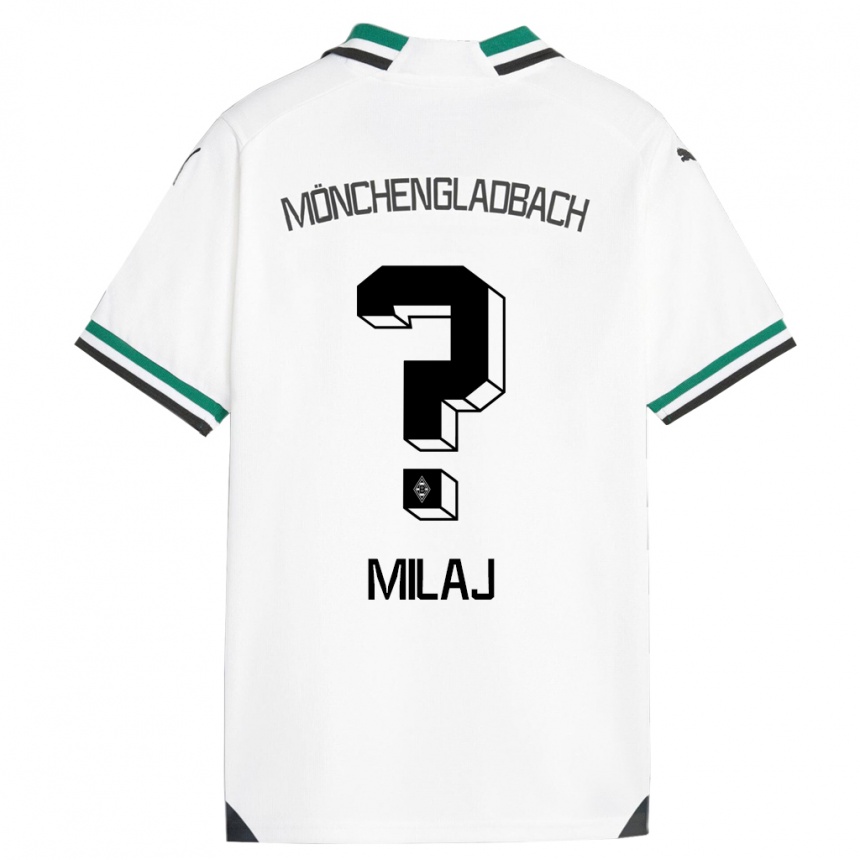 Kids Football Adonis Milaj #0 White Green Home Jersey 2023/24 T-Shirt