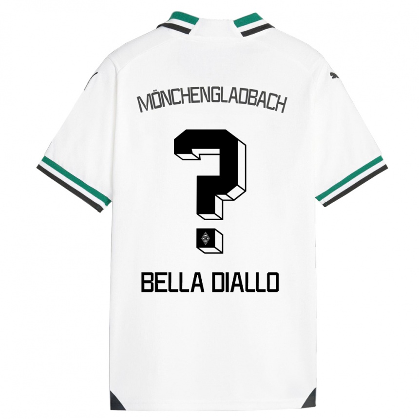 Kids Football Oumar Bella Diallo #0 White Green Home Jersey 2023/24 T-Shirt