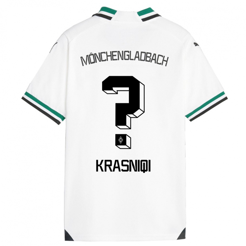 Kids Football Engjell Krasniqi #0 White Green Home Jersey 2023/24 T-Shirt