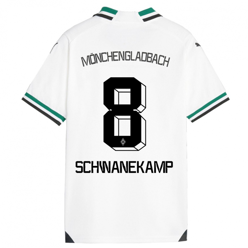 Kids Football Jana Schwanekamp #8 White Green Home Jersey 2023/24 T-Shirt