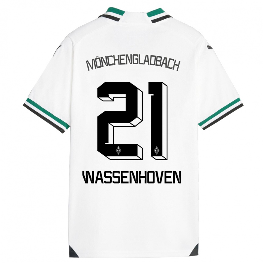 Kids Football Michelle Wassenhoven #21 White Green Home Jersey 2023/24 T-Shirt