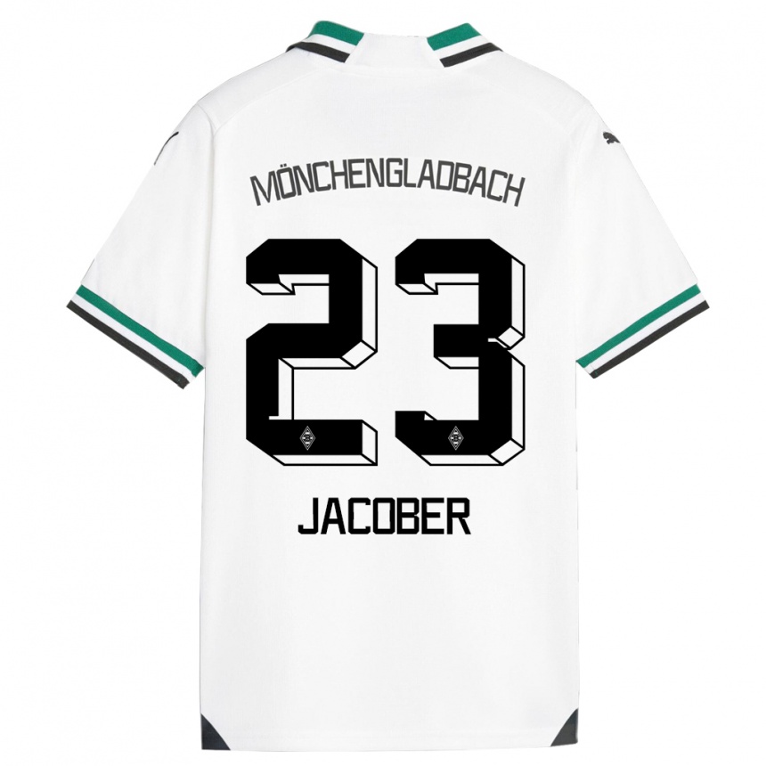 Kids Football Magdalena Jacober #23 White Green Home Jersey 2023/24 T-Shirt