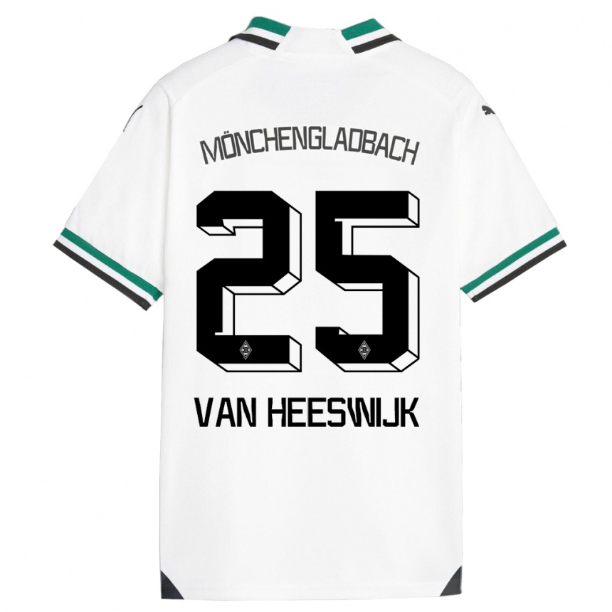 Kids Football Amber Van Heeswijk #25 White Green Home Jersey 2023/24 T-Shirt