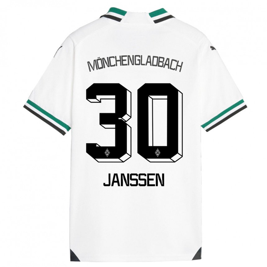 Kids Football Annalena Janssen #30 White Green Home Jersey 2023/24 T-Shirt