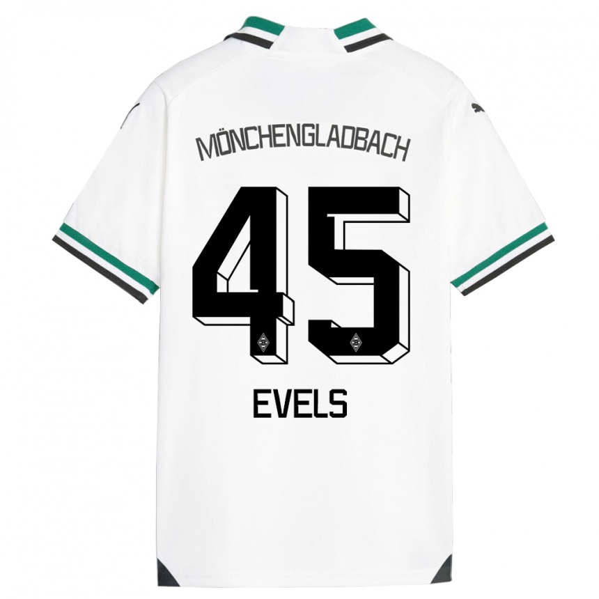 Kids Football Emily Evels #45 White Green Home Jersey 2023/24 T-Shirt