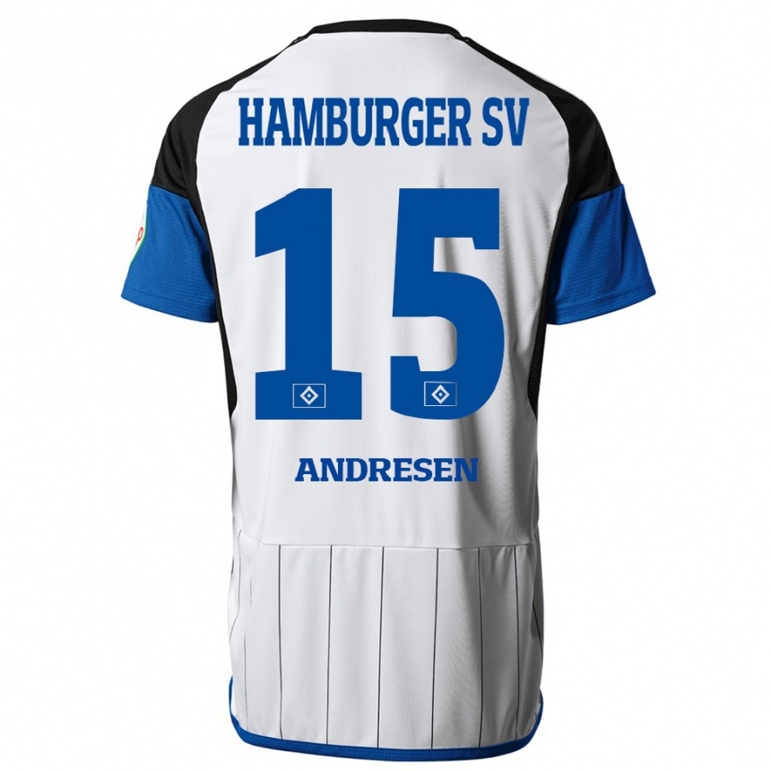 Kids Football Bent Andresen #15 White Home Jersey 2023/24 T-Shirt