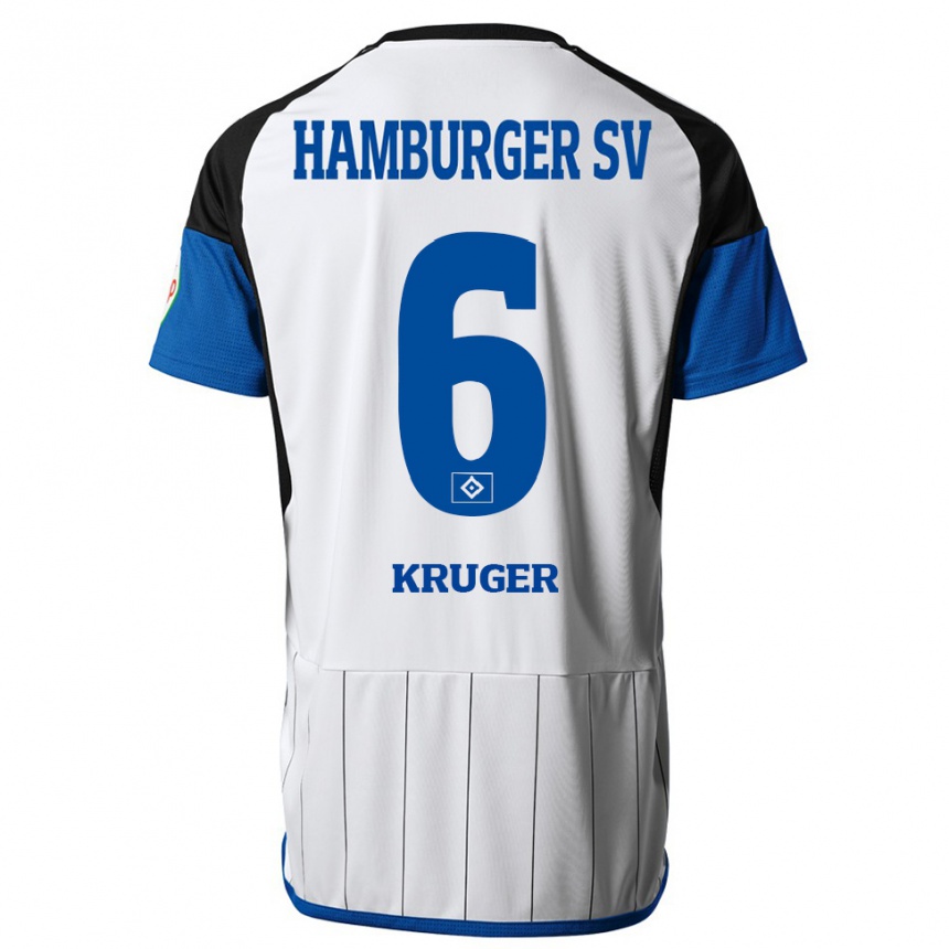 Kids Football Artur Krüger #6 White Home Jersey 2023/24 T-Shirt