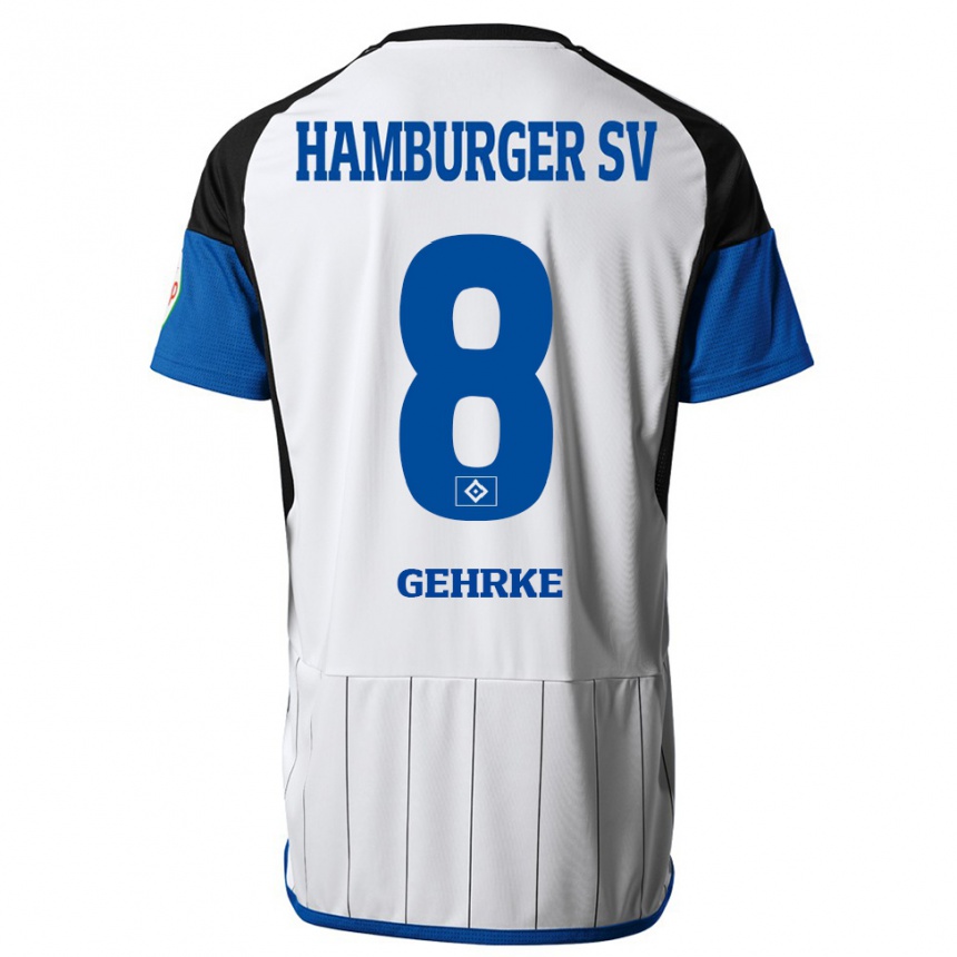 Kids Football Stefan Gehrke #8 White Home Jersey 2023/24 T-Shirt