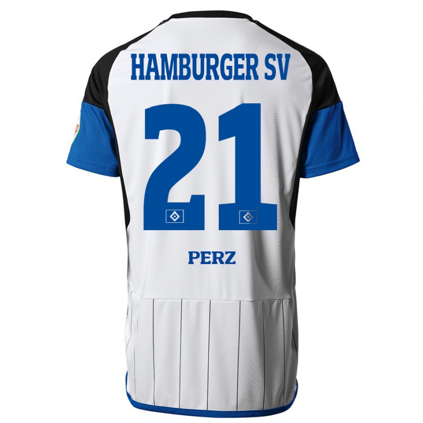 Kids Football Marcel Perz #21 White Home Jersey 2023/24 T-Shirt