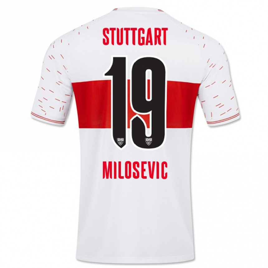 Kids Football Jovan Milosevic #19 White Home Jersey 2023/24 T-Shirt