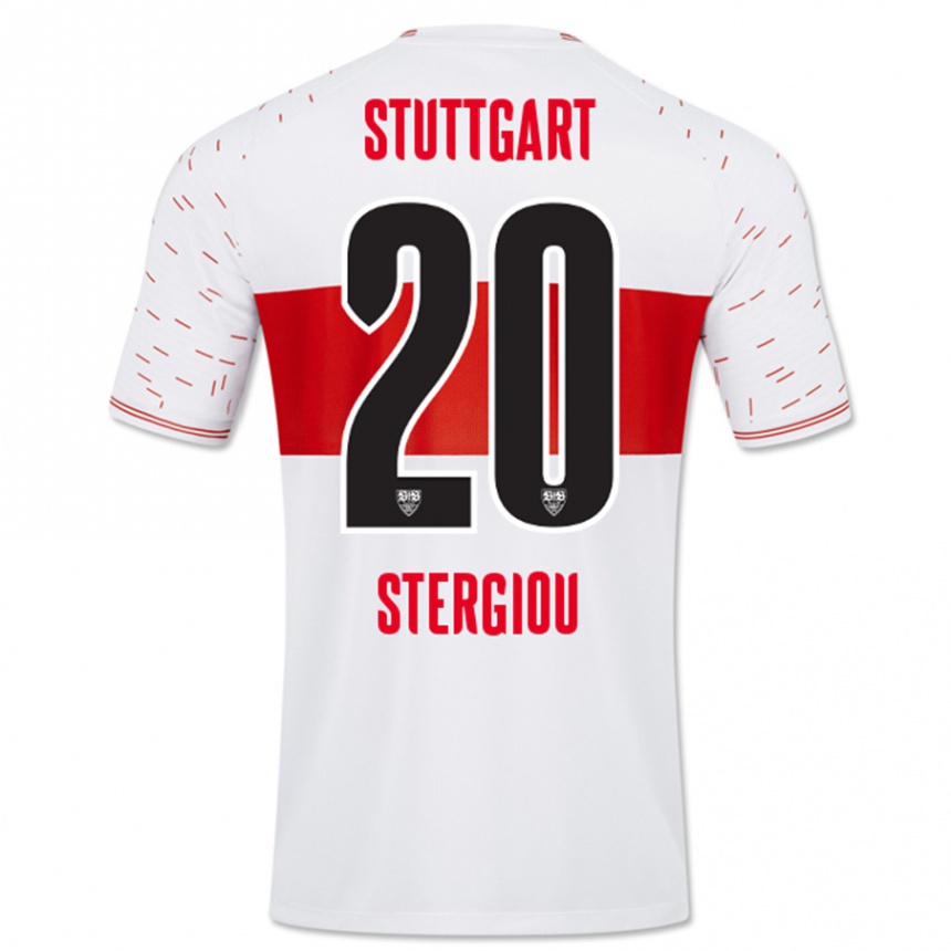 Kids Football Leonidas Stergiou #20 White Home Jersey 2023/24 T-Shirt