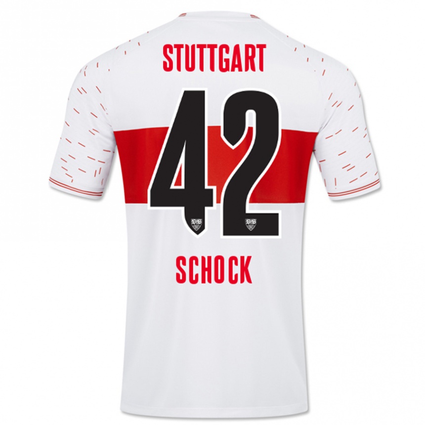 Kids Football Florian Schock #42 White Home Jersey 2023/24 T-Shirt