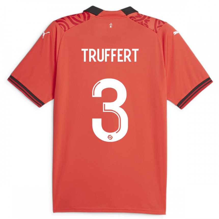 Kids Football Adrien Truffert #3 Red Home Jersey 2023/24 T-Shirt