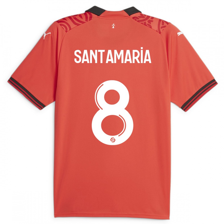 Kids Football Baptiste Santamaria #8 Red Home Jersey 2023/24 T-Shirt