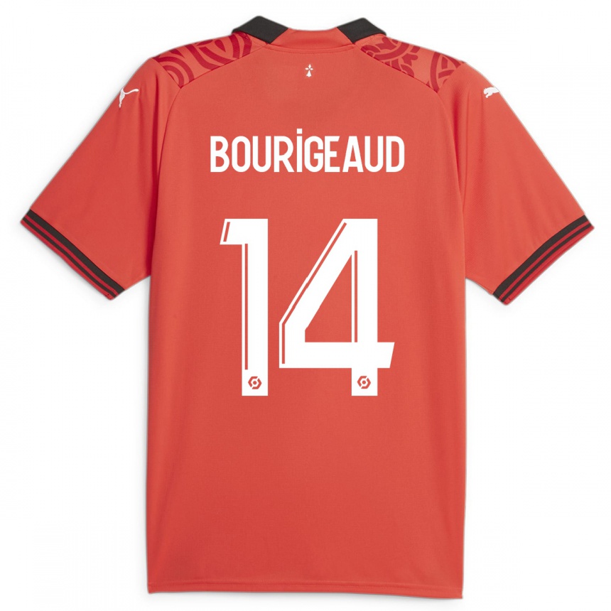 Kids Football Benjamin Bourigeaud #14 Red Home Jersey 2023/24 T-Shirt