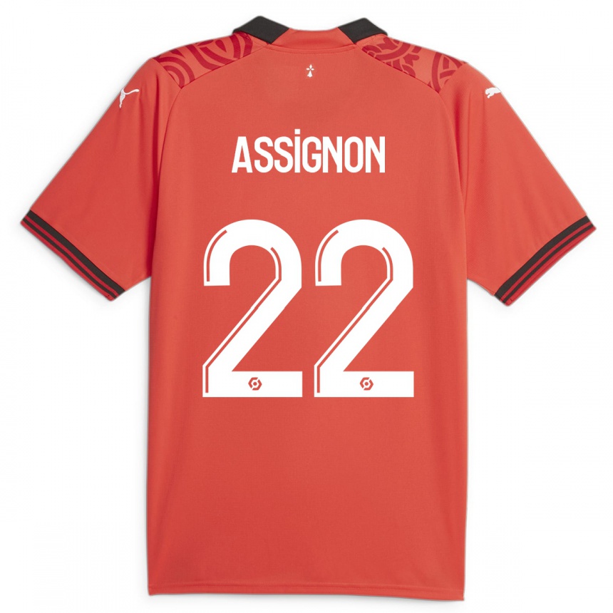 Kids Football Lorenz Assignon #22 Red Home Jersey 2023/24 T-Shirt