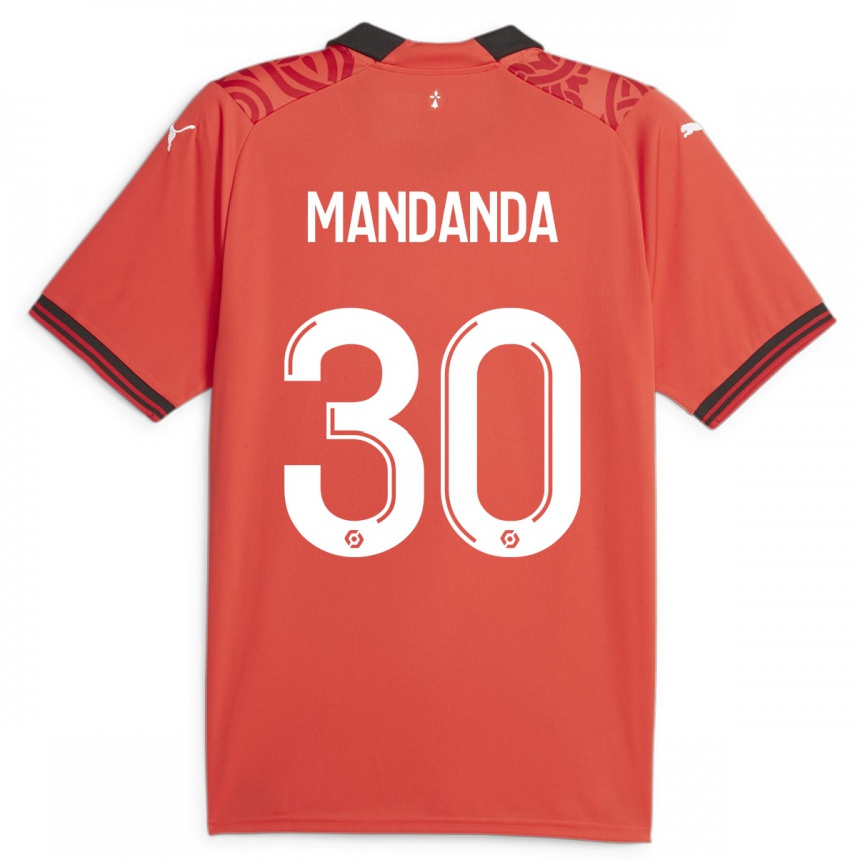 Kids Football Steve Mandanda #30 Red Home Jersey 2023/24 T-Shirt