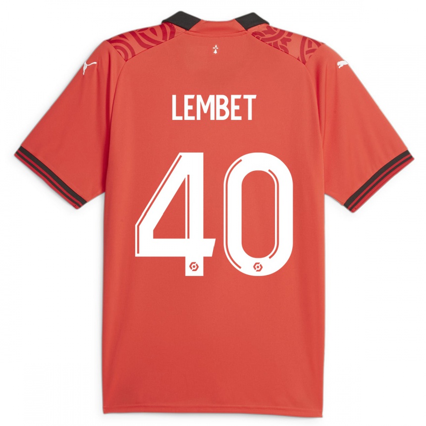 Kids Football Geoffrey Lembet #40 Red Home Jersey 2023/24 T-Shirt