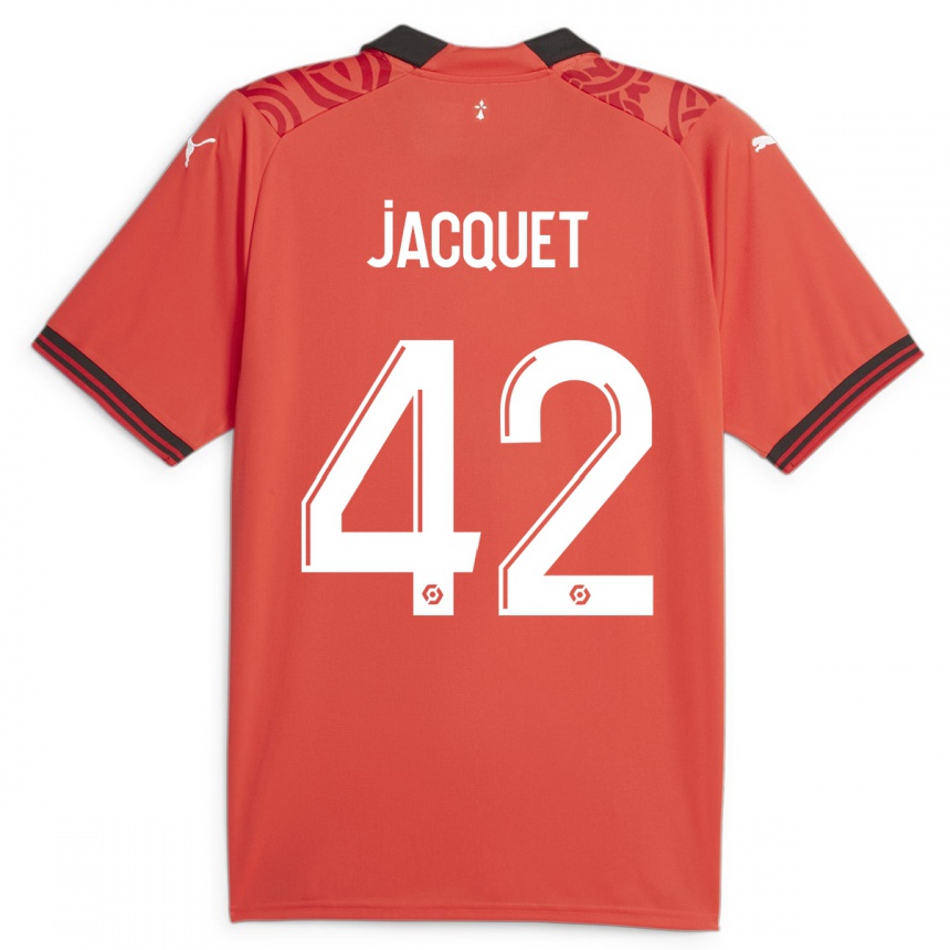 Kids Football Jérémy Jacquet #42 Red Home Jersey 2023/24 T-Shirt
