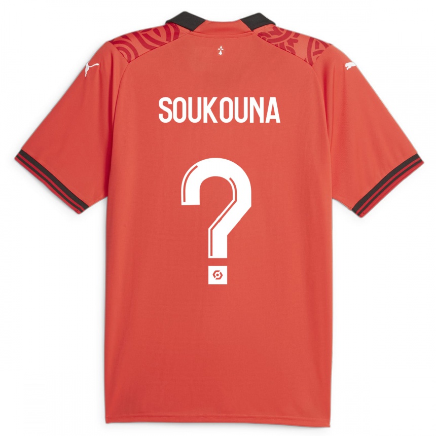 Kids Football Isiaka Soukouna #0 Red Home Jersey 2023/24 T-Shirt