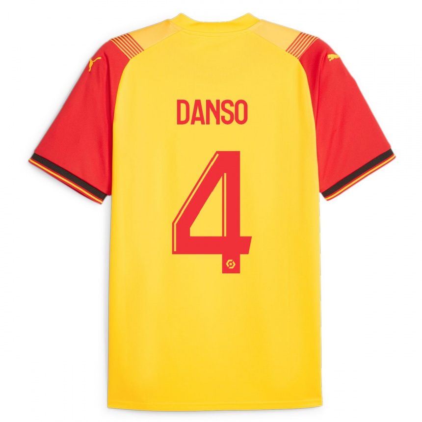 Kids Football Kevin Danso #4 Yellow Home Jersey 2023/24 T-Shirt