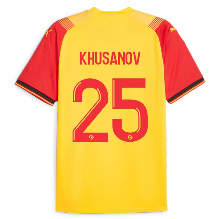 Kids Football Abdukodir Khusanov #25 Yellow Home Jersey 2023/24 T-Shirt