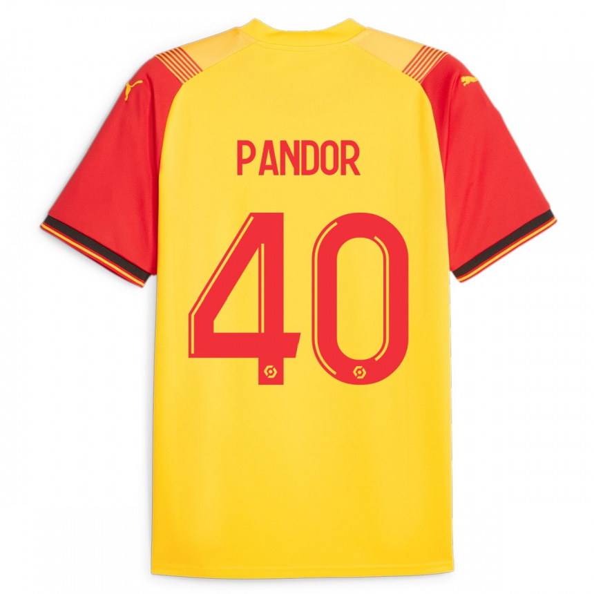 Kids Football Yannick Pandor #40 Yellow Home Jersey 2023/24 T-Shirt