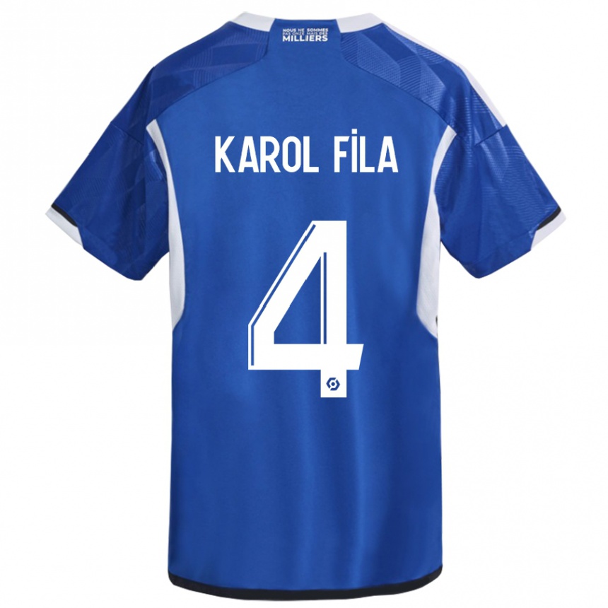 Kids Football Karol Fila #4 Blue Home Jersey 2023/24 T-Shirt