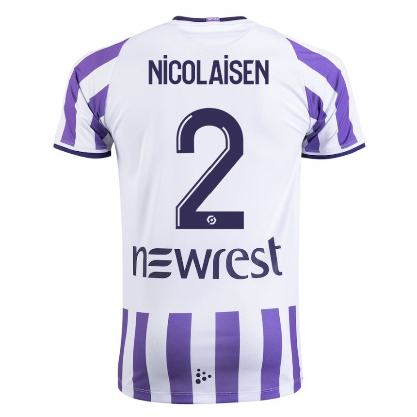 Kids Football Rasmus Nicolaisen #2 White Home Jersey 2023/24 T-Shirt
