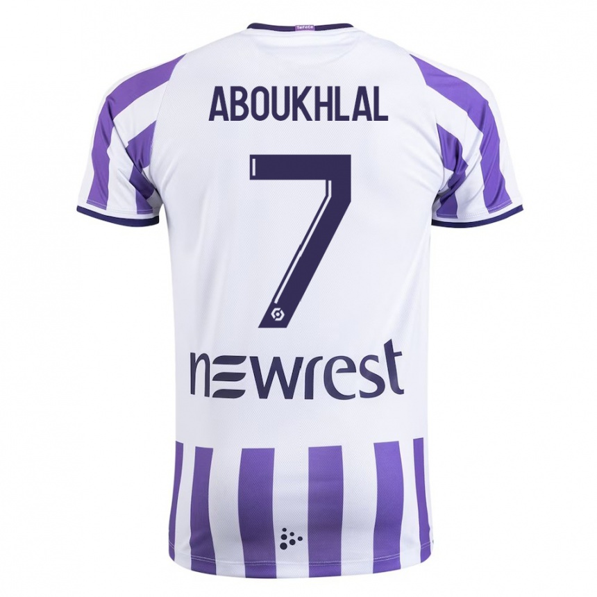 Kids Football Zakaria Aboukhlal #7 White Home Jersey 2023/24 T-Shirt