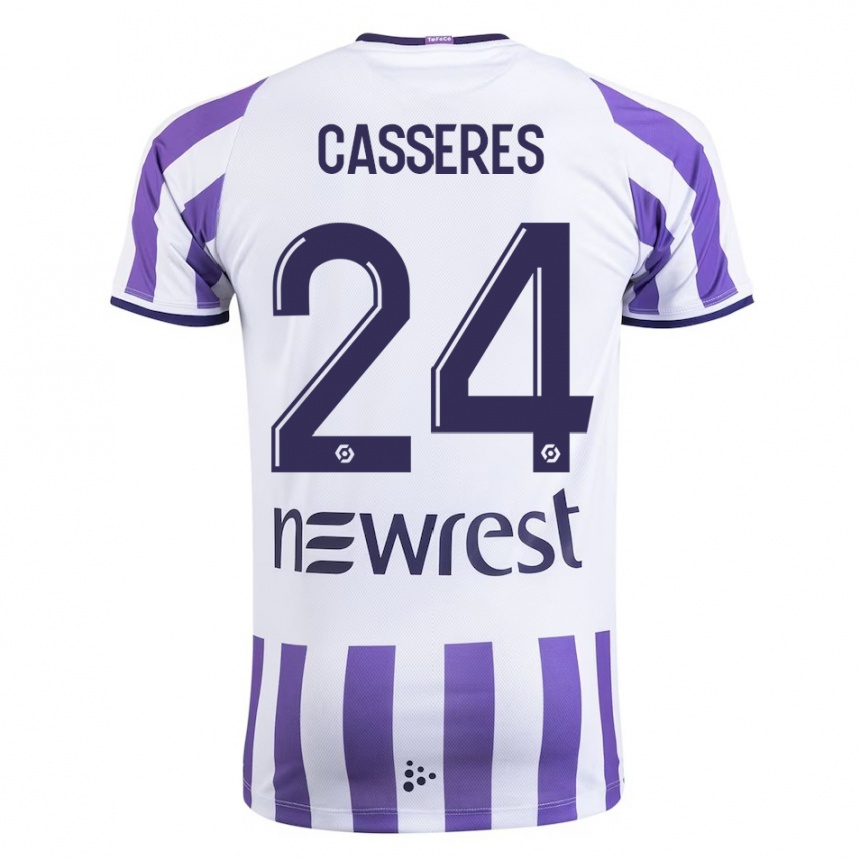 Kids Football Cristian Cásseres Jr. #24 White Home Jersey 2023/24 T-Shirt