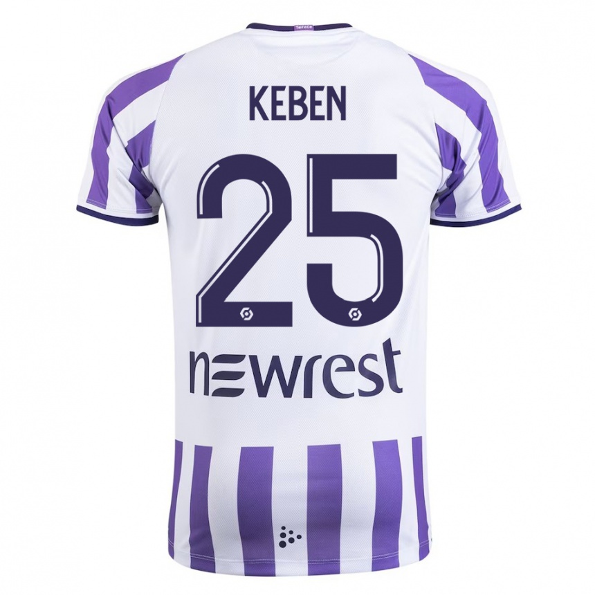 Kids Football Kévin Keben #25 White Home Jersey 2023/24 T-Shirt