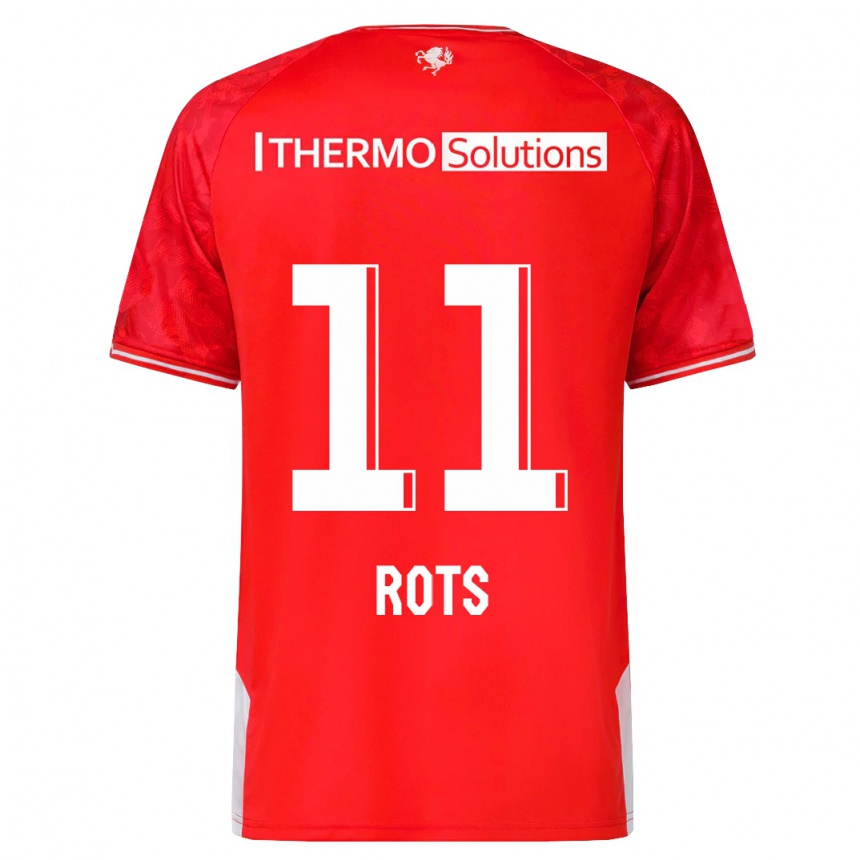 Kids Football Daan Rots #11 Red Home Jersey 2023/24 T-Shirt