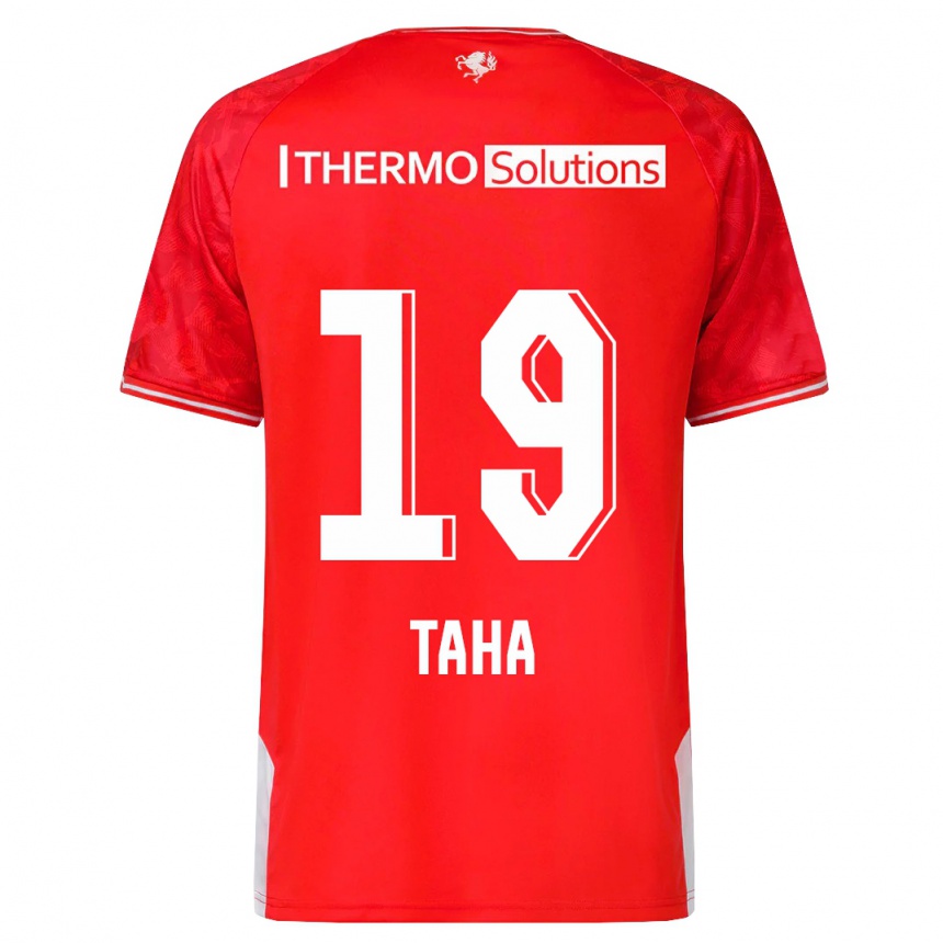 Kids Football Younes Taha #19 Red Home Jersey 2023/24 T-Shirt