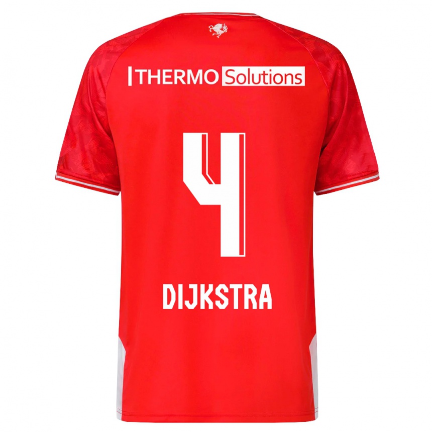 Kids Football Caitlin Dijkstra #4 Red Home Jersey 2023/24 T-Shirt