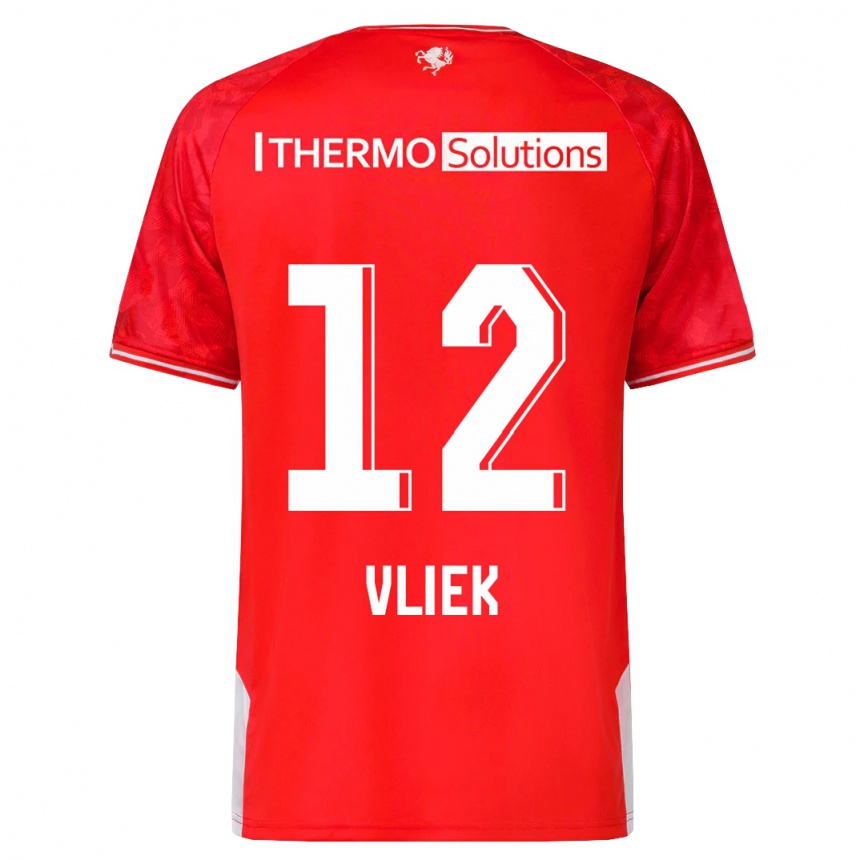 Kids Football Leonie Vliek #12 Red Home Jersey 2023/24 T-Shirt