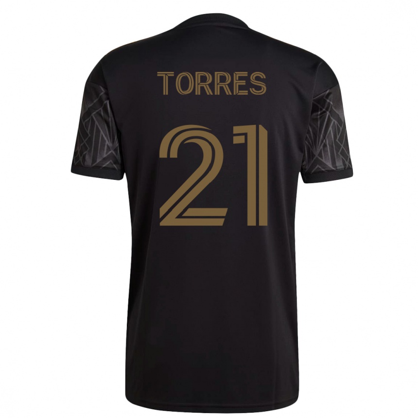 Kids Football Christian Torres #21 Black Home Jersey 2023/24 T-Shirt