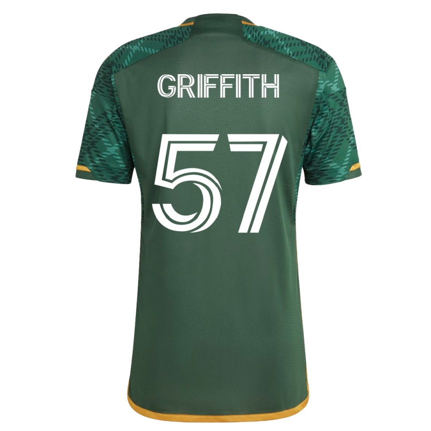 Kids Football Víctor Griffith #57 Green Home Jersey 2023/24 T-Shirt