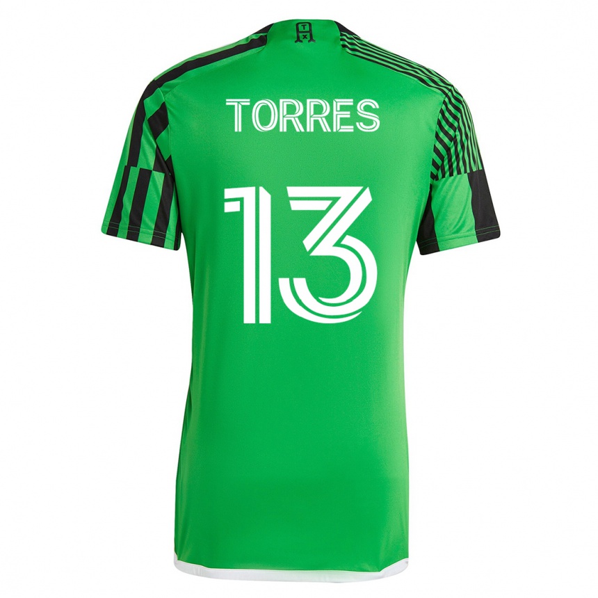 Kids Football Leo Torres #13 Green Black Home Jersey 2023/24 T-Shirt