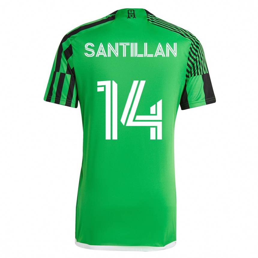 Kids Football Jonathan Santillan #14 Green Black Home Jersey 2023/24 T-Shirt