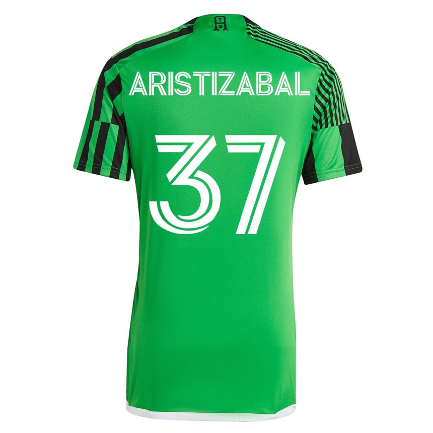 Kids Football Nicolas Aristizabal #37 Green Black Home Jersey 2023/24 T-Shirt