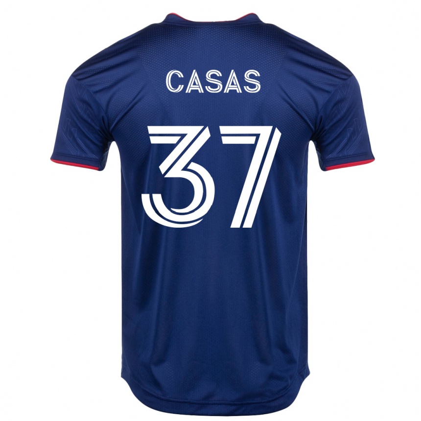 Kids Football Javier Casas #37 Navy Home Jersey 2023/24 T-Shirt