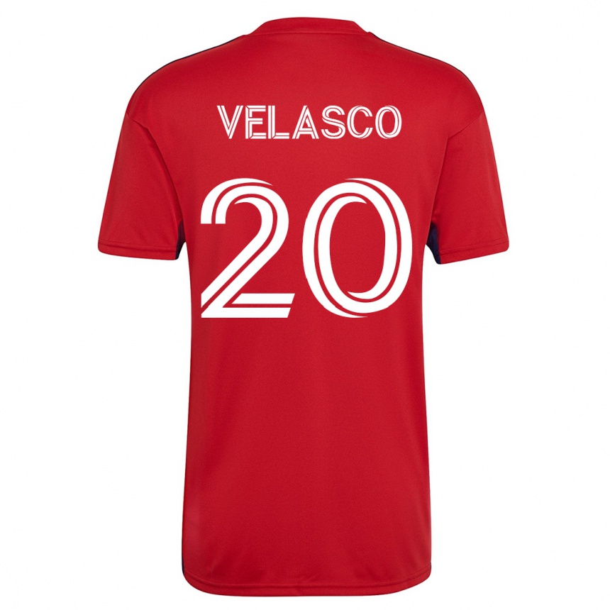 Kids Football Alan Velasco #20 Red Home Jersey 2023/24 T-Shirt
