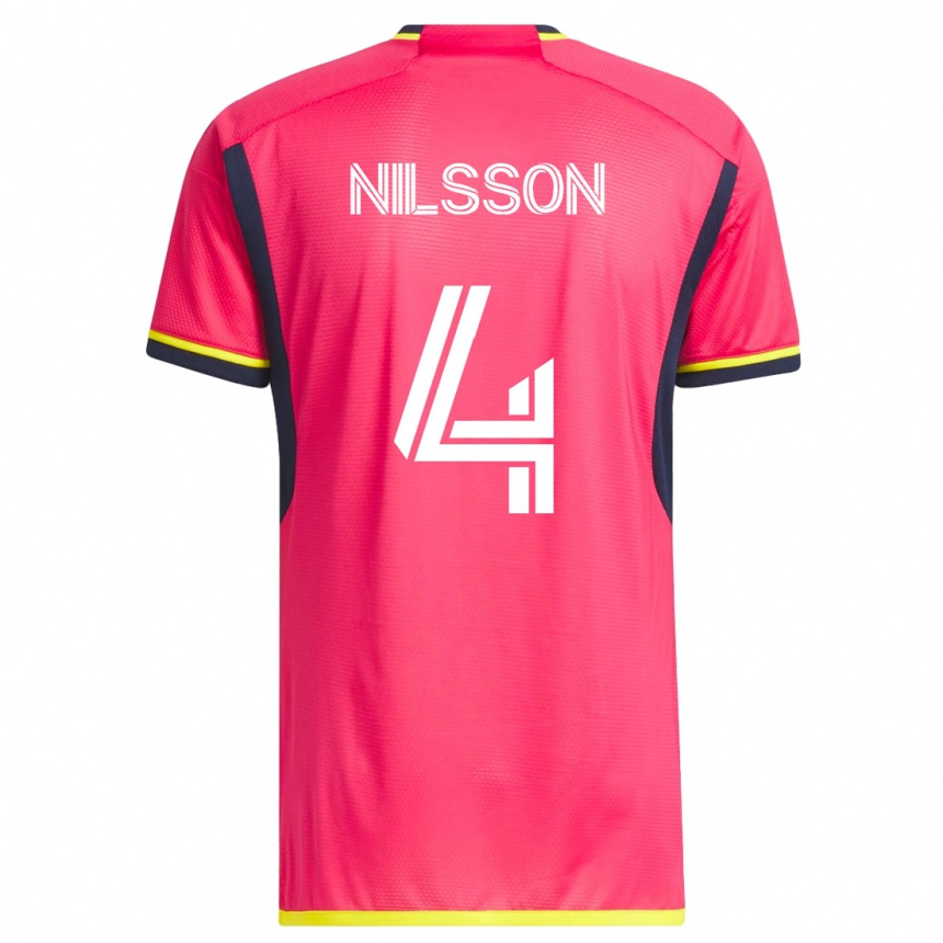 Kids Football Joakim Nilsson #4 Pink Home Jersey 2023/24 T-Shirt