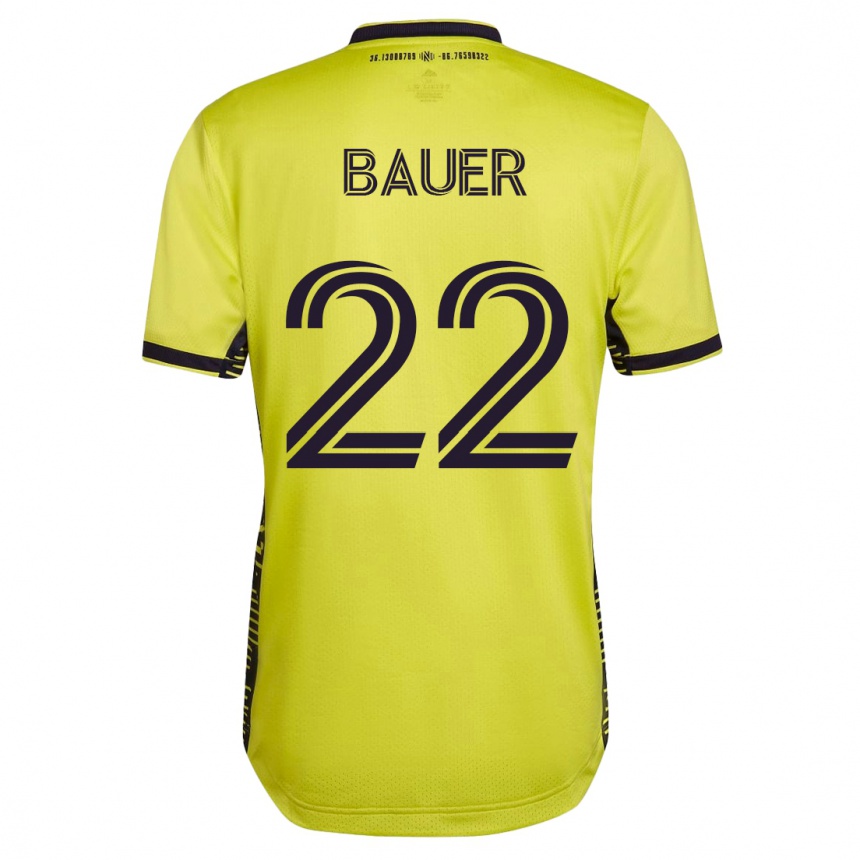 Kids Football Josh Bauer #22 Yellow Home Jersey 2023/24 T-Shirt